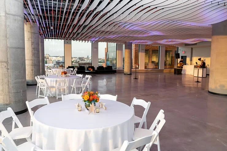 Private birthday and milestone celebration event elegantly decorated at Vesper Events Brooklyn