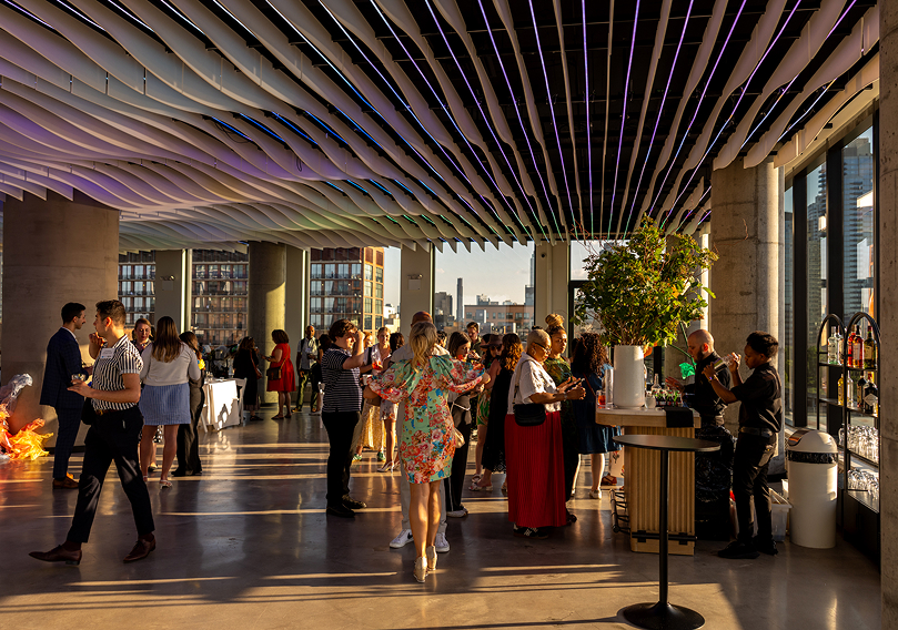 A nonprofit fundraising gala dinner staged at VESPER's Williamsburg waterfront event venue
