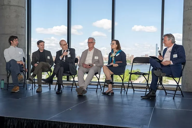 High-end corporate event on Vesper Events' panoramic rooftop terrace with Brooklyn skyline views