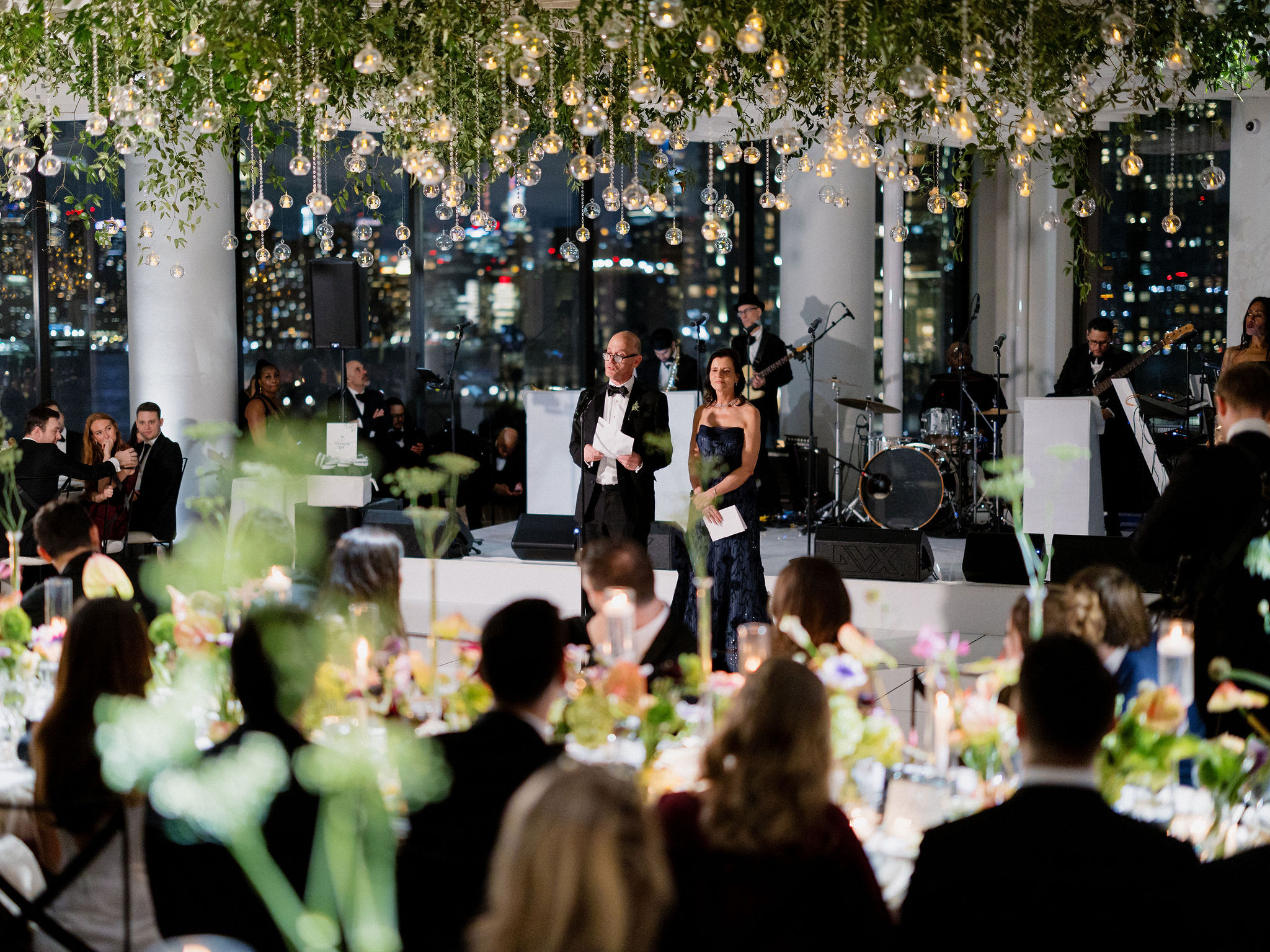 VESPER's main hall in Brooklyn set for a reception, showing the space's scale and versatility