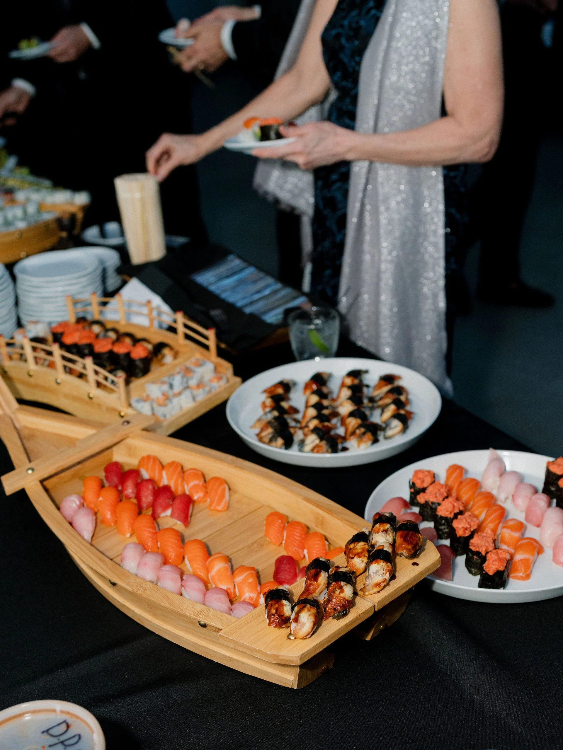 Elegantly plated wedding dinner course served at Vesper Events' in-house catering reception