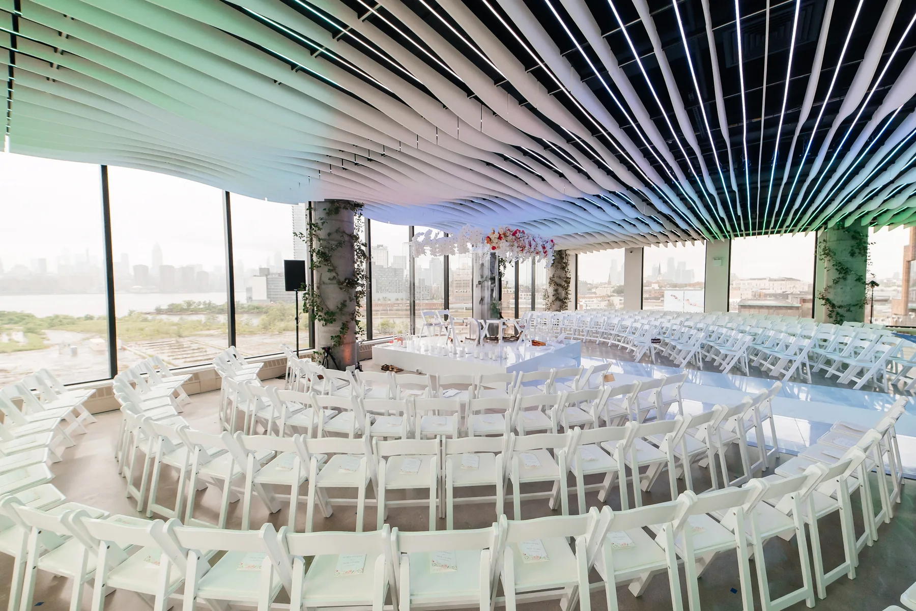 Wedding ceremony at VESPER, a Brooklyn wedding venue on the Williamsburg waterfront